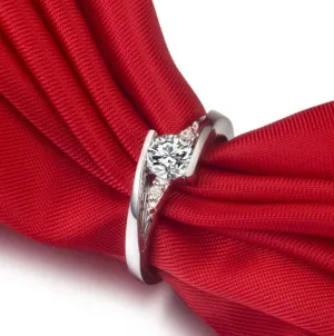 Elegant Silver Bridal Diamond Ring