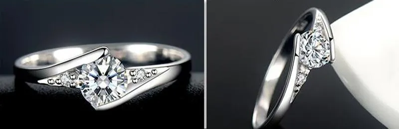 Elegant Silver Bridal Diamond Ring