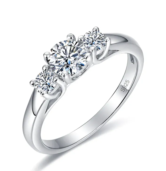 Elegant Three Stone Diamond Wedding Band Ring