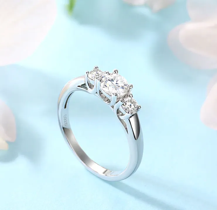 Elegant Three Stone Diamond Wedding Band Ring