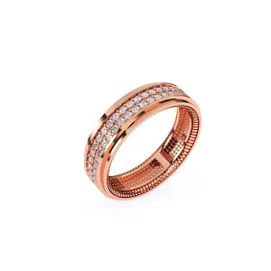 Elegant Two Row Round Diamond Wedding Band