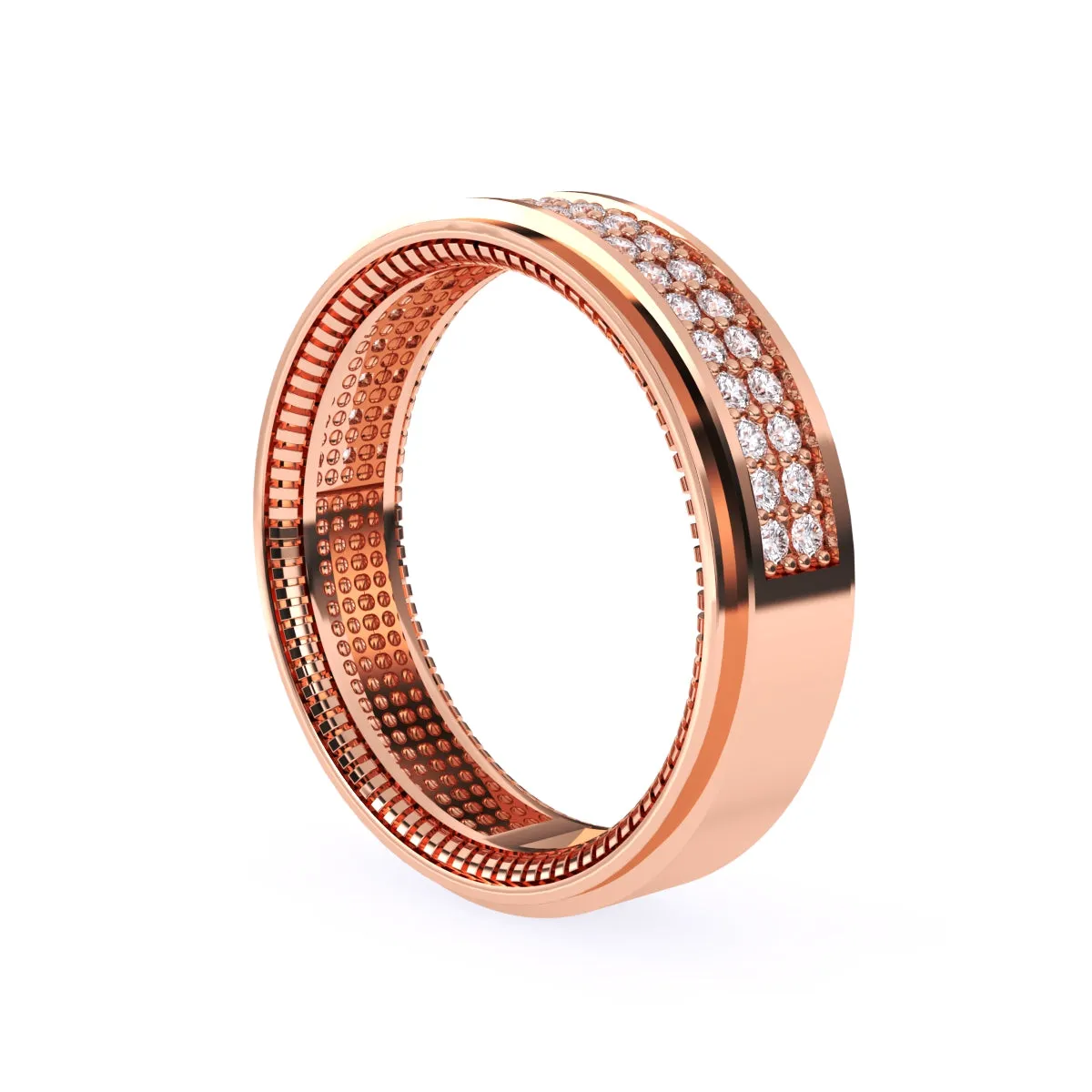 Elegant Two Row Round Diamond Wedding Band