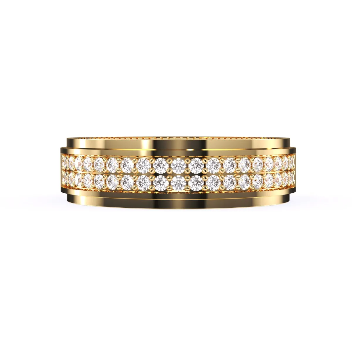 Elegant Two Row Round Diamond Wedding Band