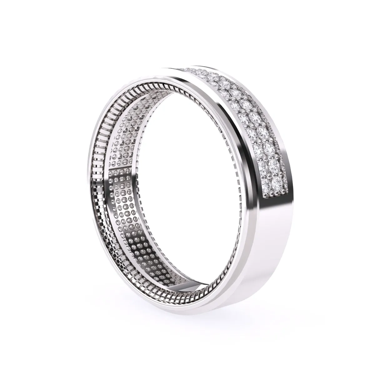 Elegant Two Row Round Diamond Wedding Band