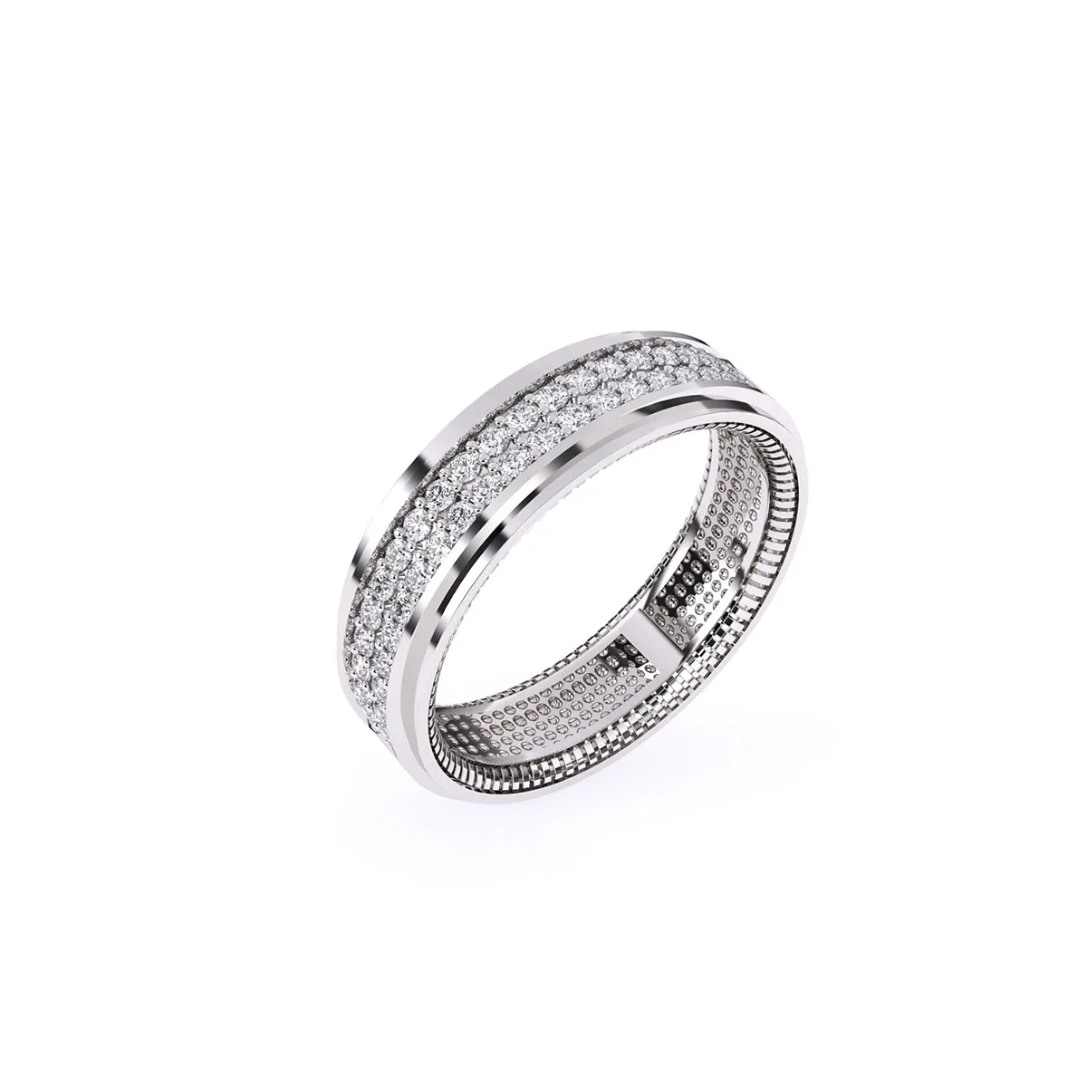 Elegant Two Row Round Diamond Wedding Band