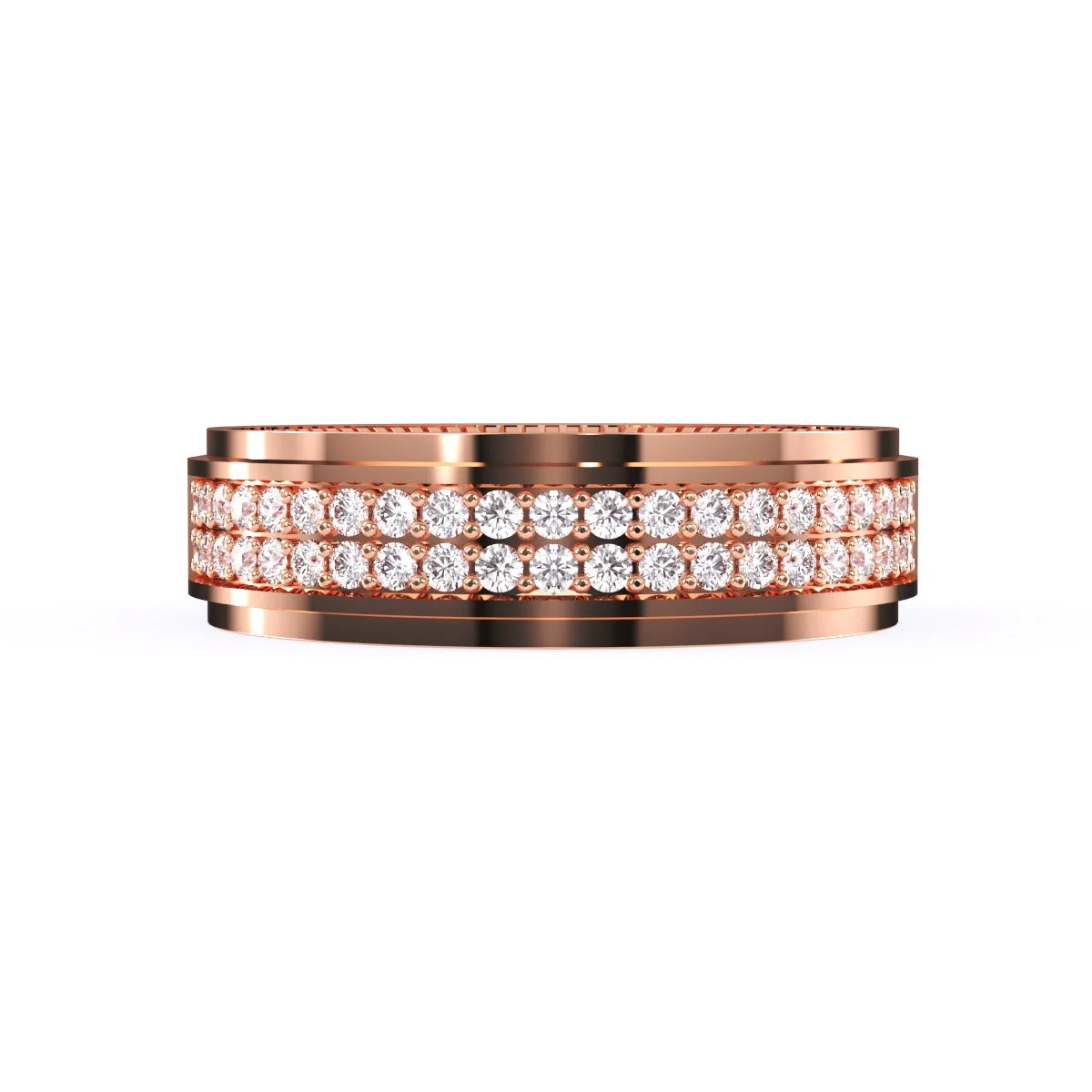 Elegant Two Row Round Diamond Wedding Band