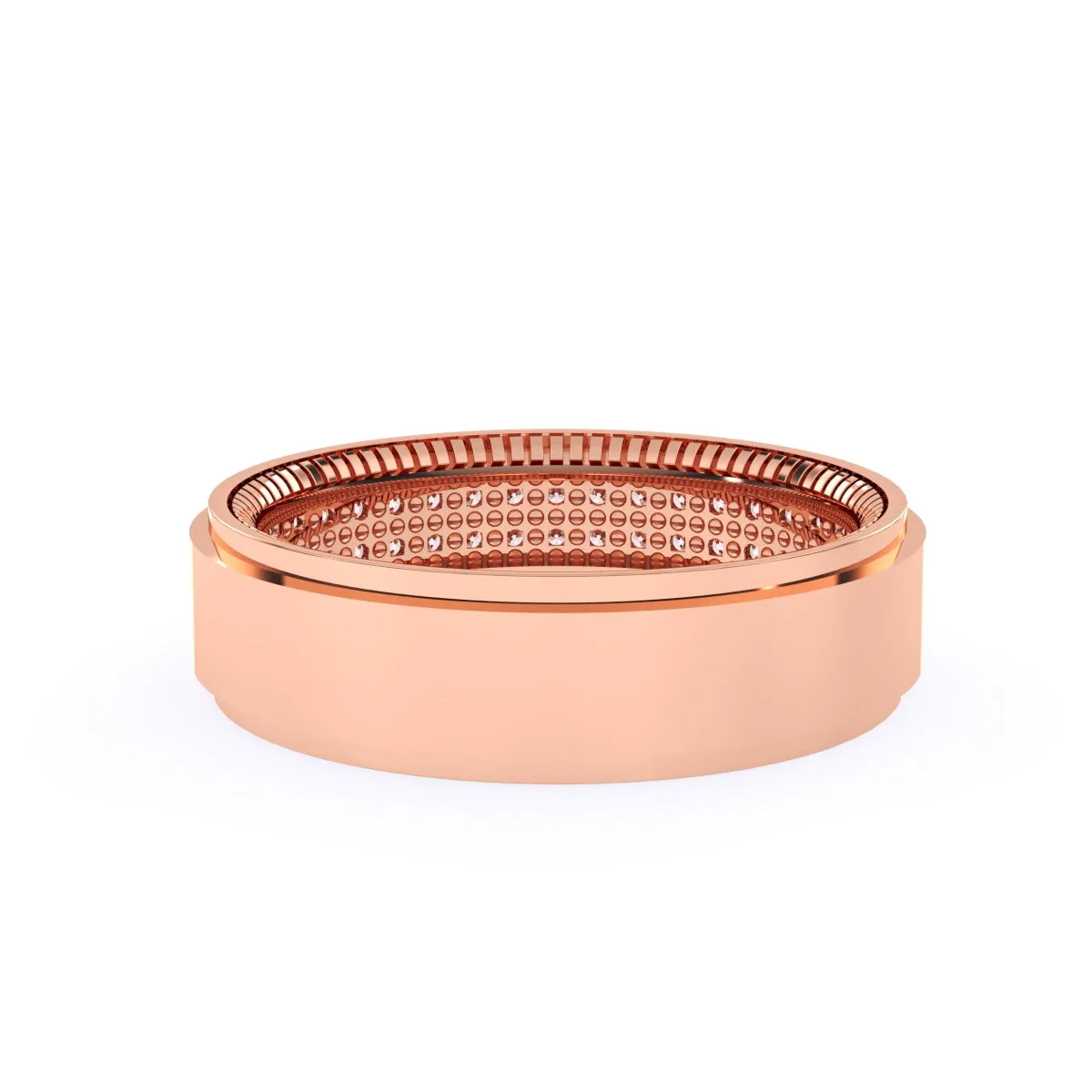 Elegant Two Row Round Diamond Wedding Band