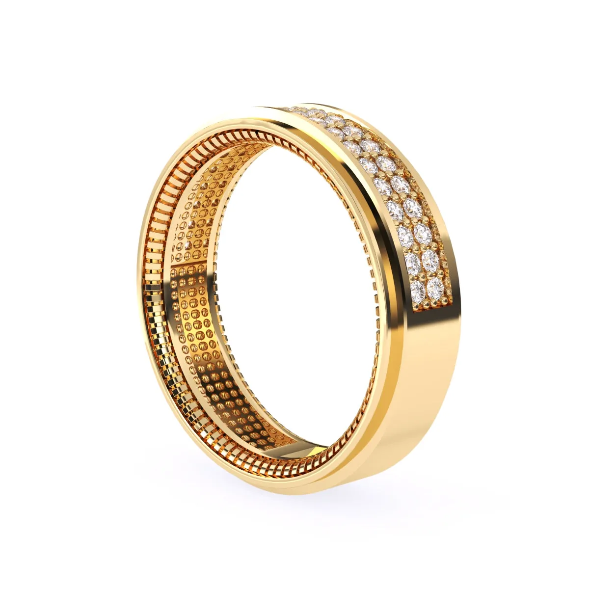 Elegant Two Row Round Diamond Wedding Band