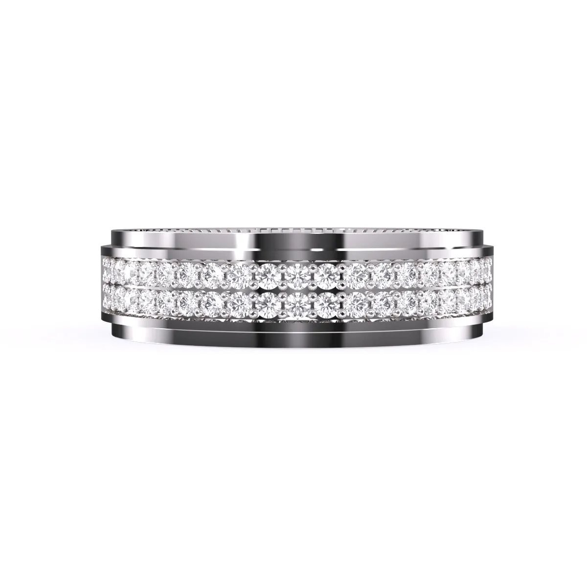 Elegant Two Row Round Diamond Wedding Band