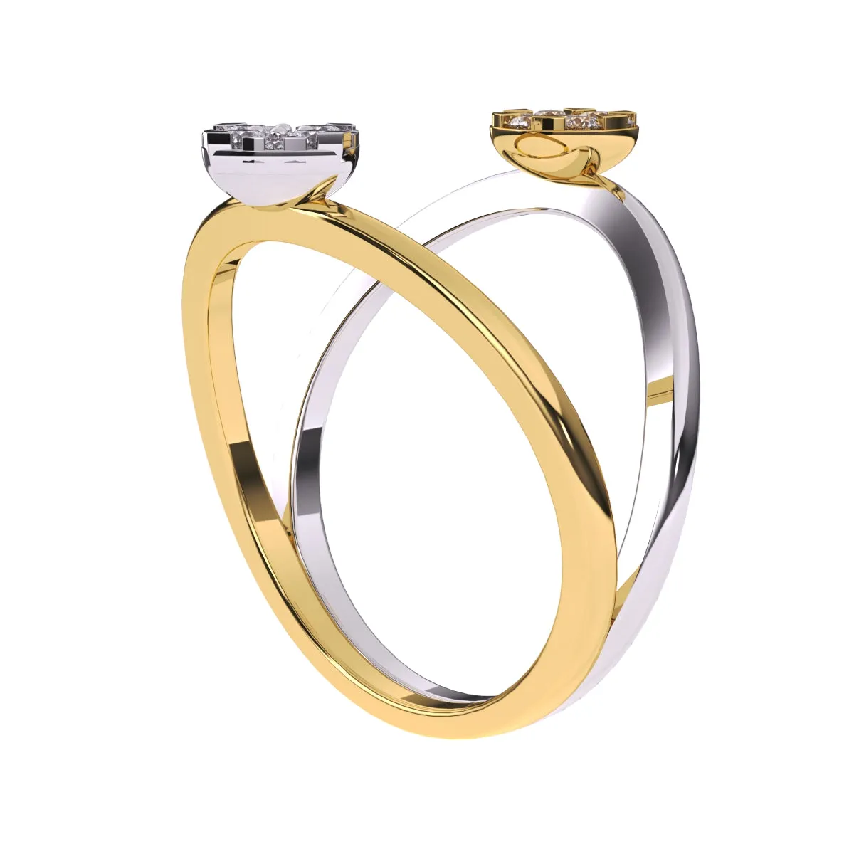 Elegant Two Tone Guard Wrap Wedding Ring