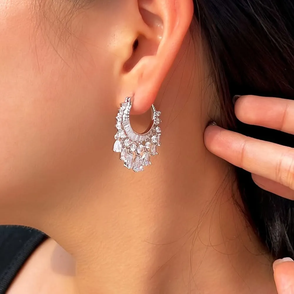 Elegant Water Drop Tassel Hoop Earrings