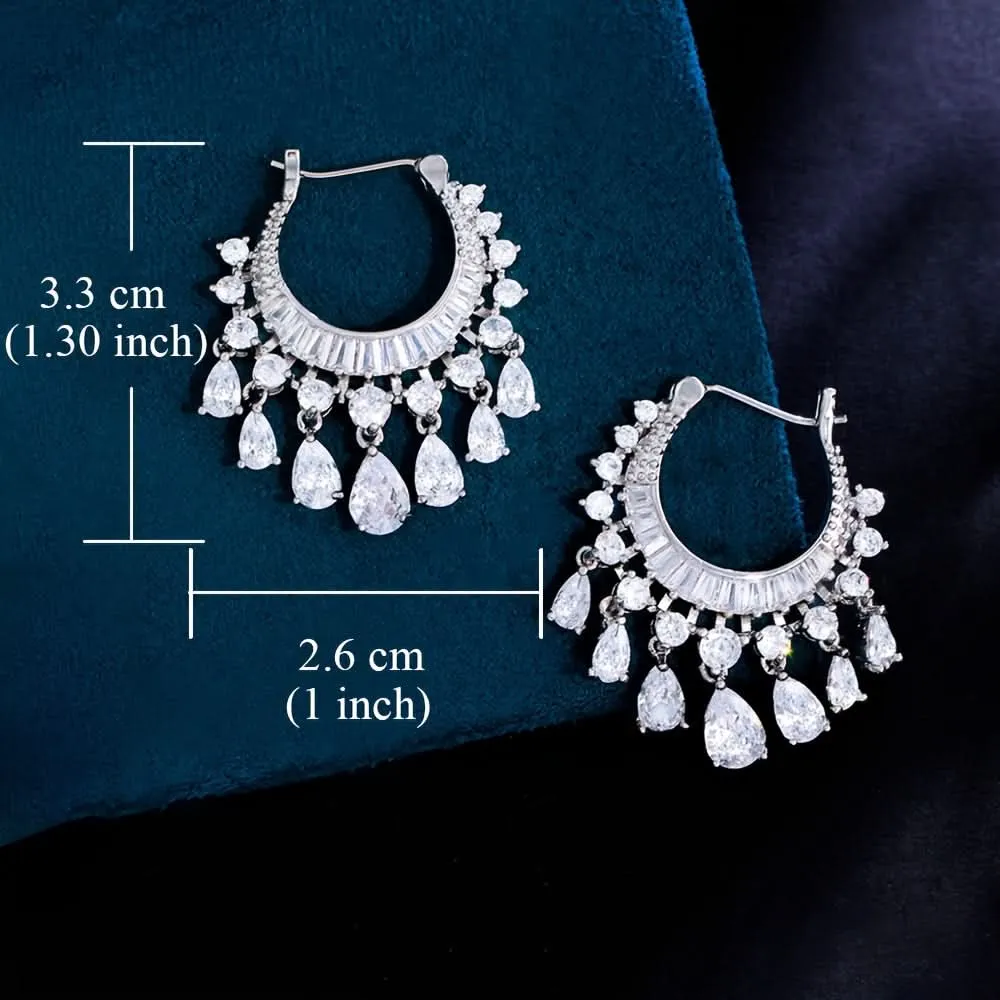 Elegant Water Drop Tassel Hoop Earrings