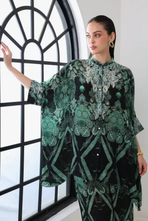 EMERALD OASIS KAFTAN TOP W SLEEVES