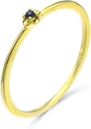 Engagement Rings Blue, 18K Gold Rings for Women Non Tarnish Blue Round Sapphire Stackable Knuckle for Wedding