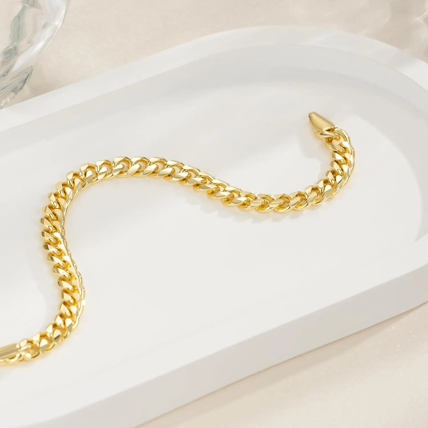 ERIN MARIE 14K Gold Bracelets for Women & Men Classic Dense Cuban Link Bracelet for Men Womens Gold Chain Bracelets Jewelry Gifts 6.5'' 7'' 7.5'' 8'' 9''