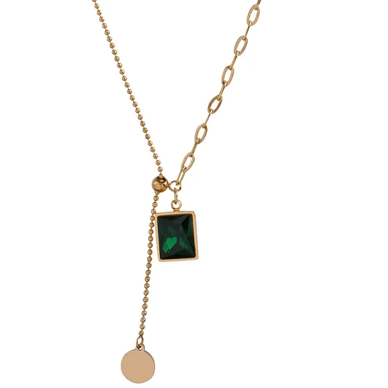 European and American luxury cubic zirconia stainless steel gold colour necklace