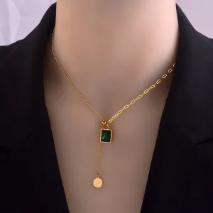 European and American luxury cubic zirconia stainless steel gold colour necklace