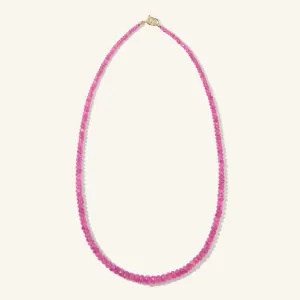 Faceted Graduated Pink Sapphire Beaded Necklace