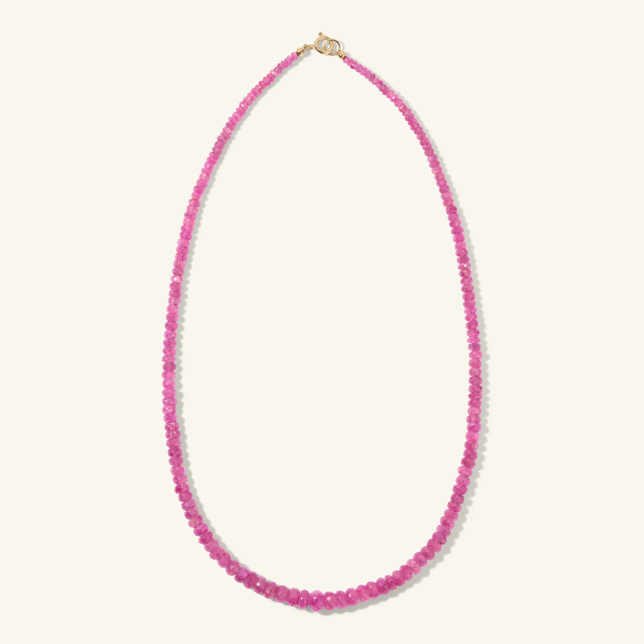Faceted Graduated Pink Sapphire Beaded Necklace