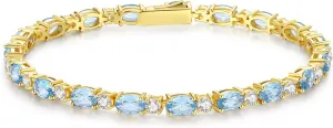 FANCIME 14K Gold Plated Birthstone Bracelets 4mm Sterling Silver Tennis Bracelets Gold Bracelets Mother's Day Birthday Jewelry Gifts for Women 7"