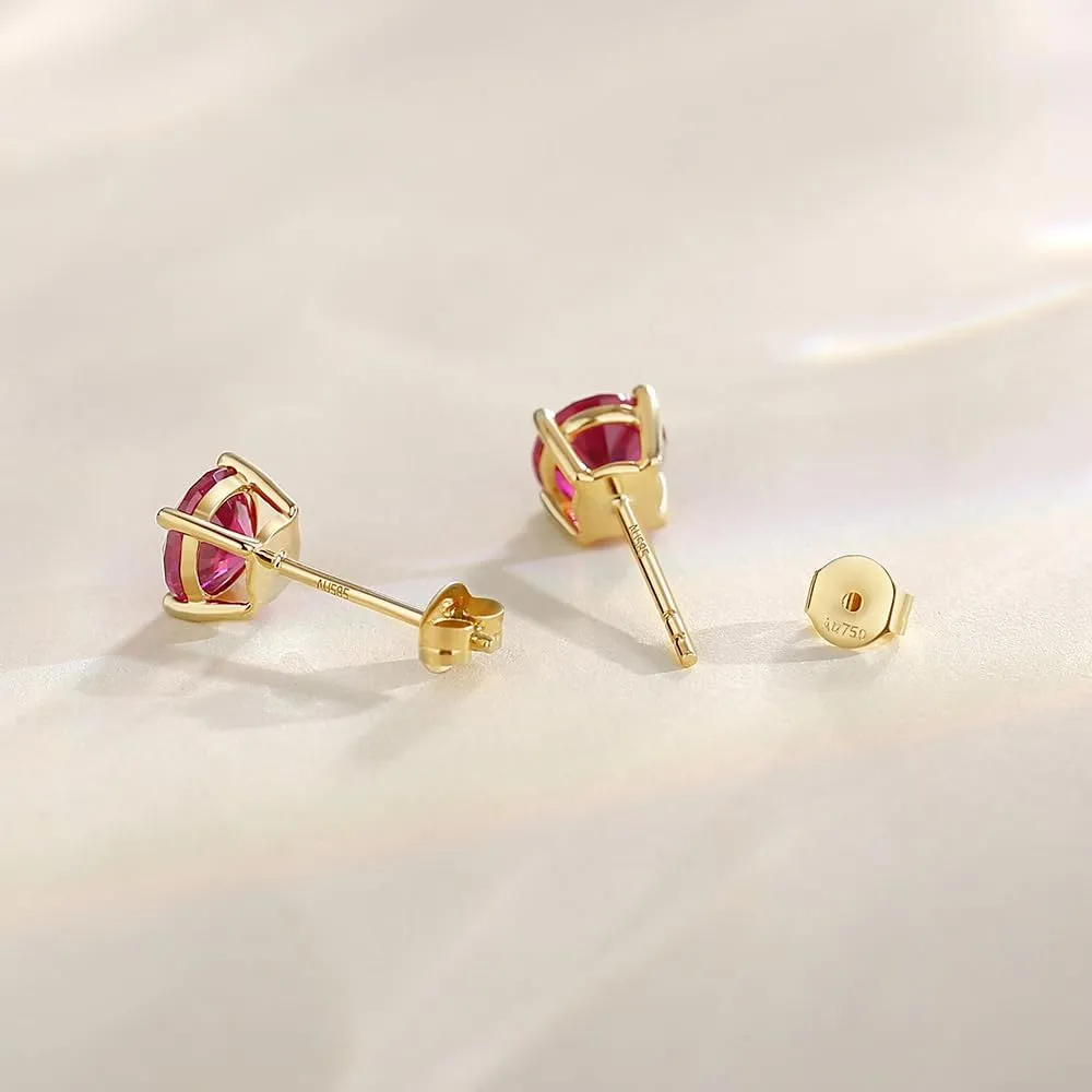 FANCIME 14k Solid Yellow Gold Natural Gemstone Stud Earrings Prong Cluster Birthstone Stud Earrings Fine Jewelry Gifts for Her Mom Women Wife,6mm