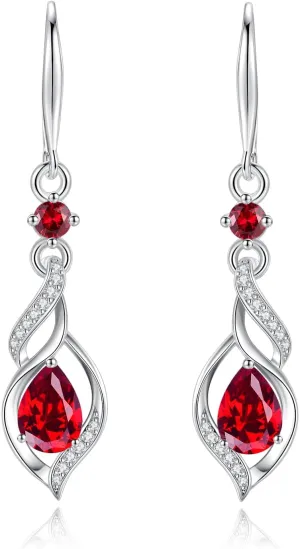 FANCIME Gift for Women Birthstone Dangle Earrings for Her Teardrop Birthstone Earrings S925 Sterling Silver infinity Love Birthday Gifts for Mom Women