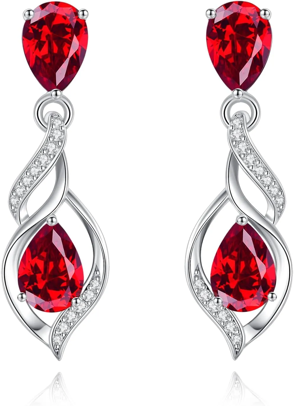 FANCIME Gift for Women Birthstone Earrings for Her Teardrop Birthstone Earrings S925 Sterling Silver infinity Love Birthday Gifts for Mom Women