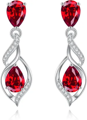 FANCIME Gift for Women Birthstone Earrings for Her Teardrop Birthstone Earrings S925 Sterling Silver infinity Love Birthday Gifts for Mom Women