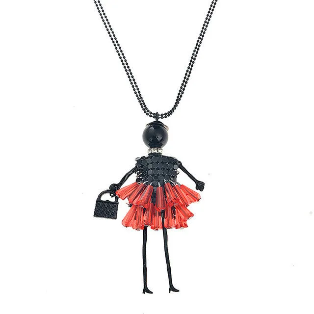 Fashion Crystal Doll Pendant Necklaces for Women