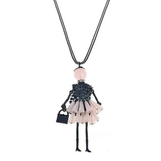 Fashion Crystal Doll Pendant Necklaces for Women