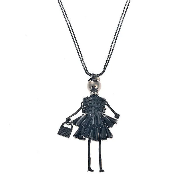 Fashion Crystal Doll Pendant Necklaces for Women
