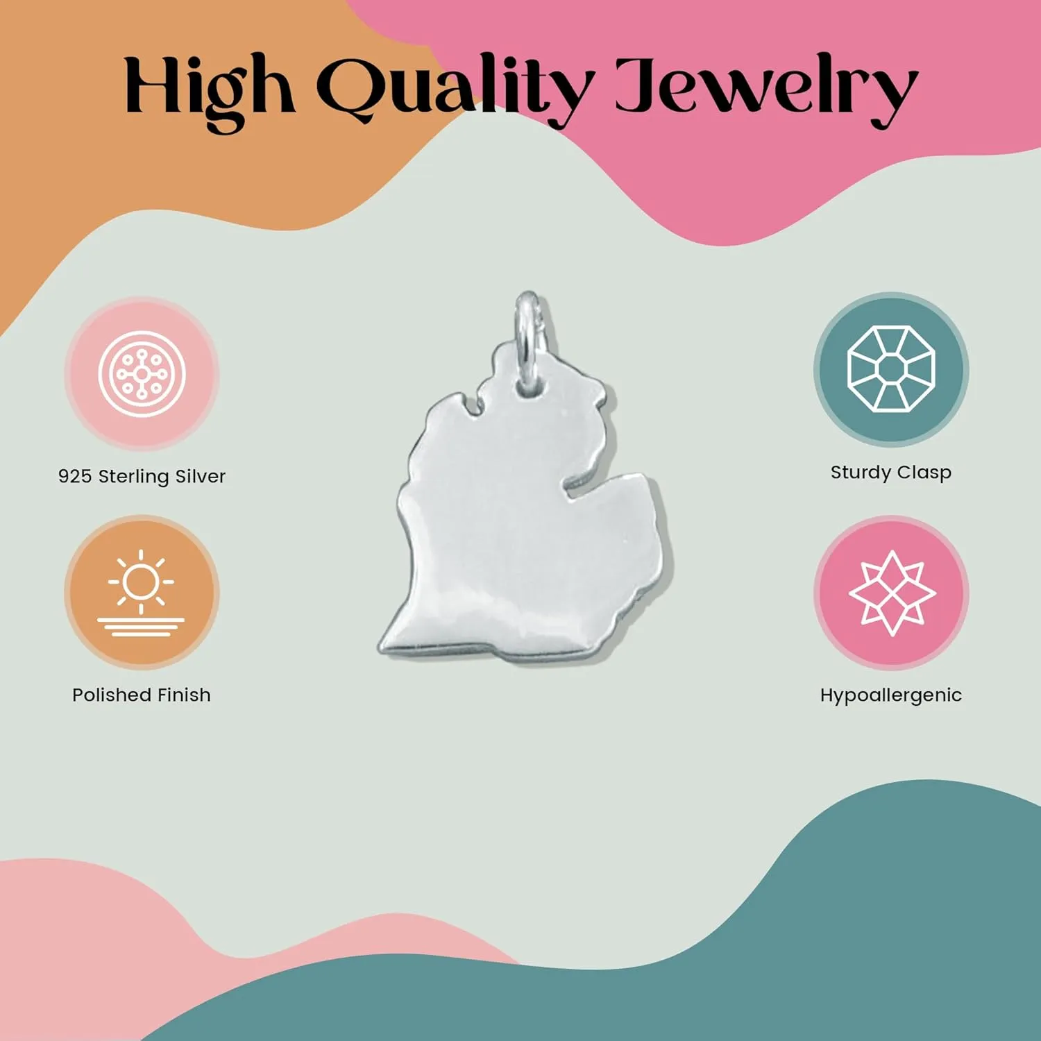 FashionJunkie4Life 925 Sterling Silver US States Pendant Necklaces
