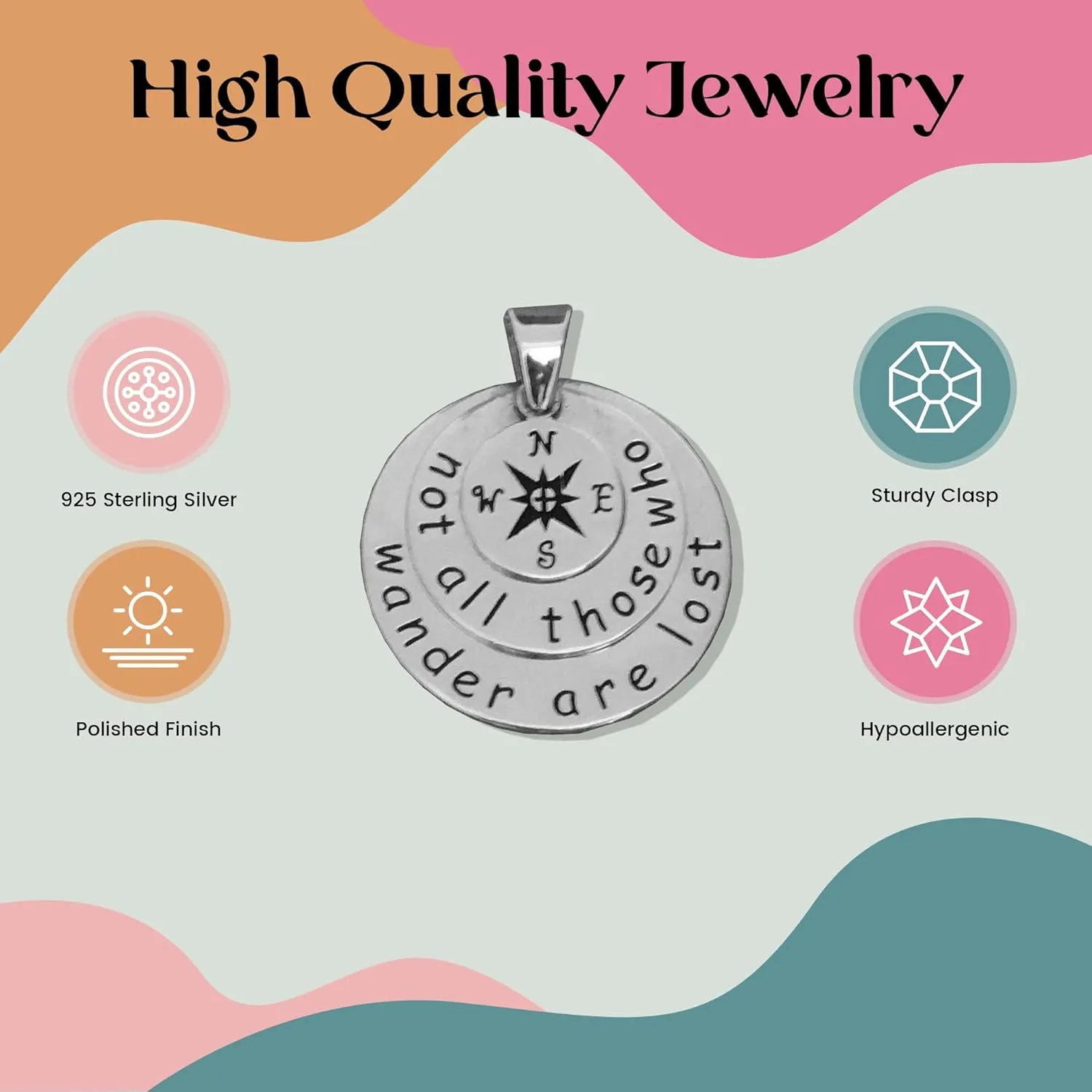 FashionJunkie4Life Compass Pendant Necklaces for Men and Women