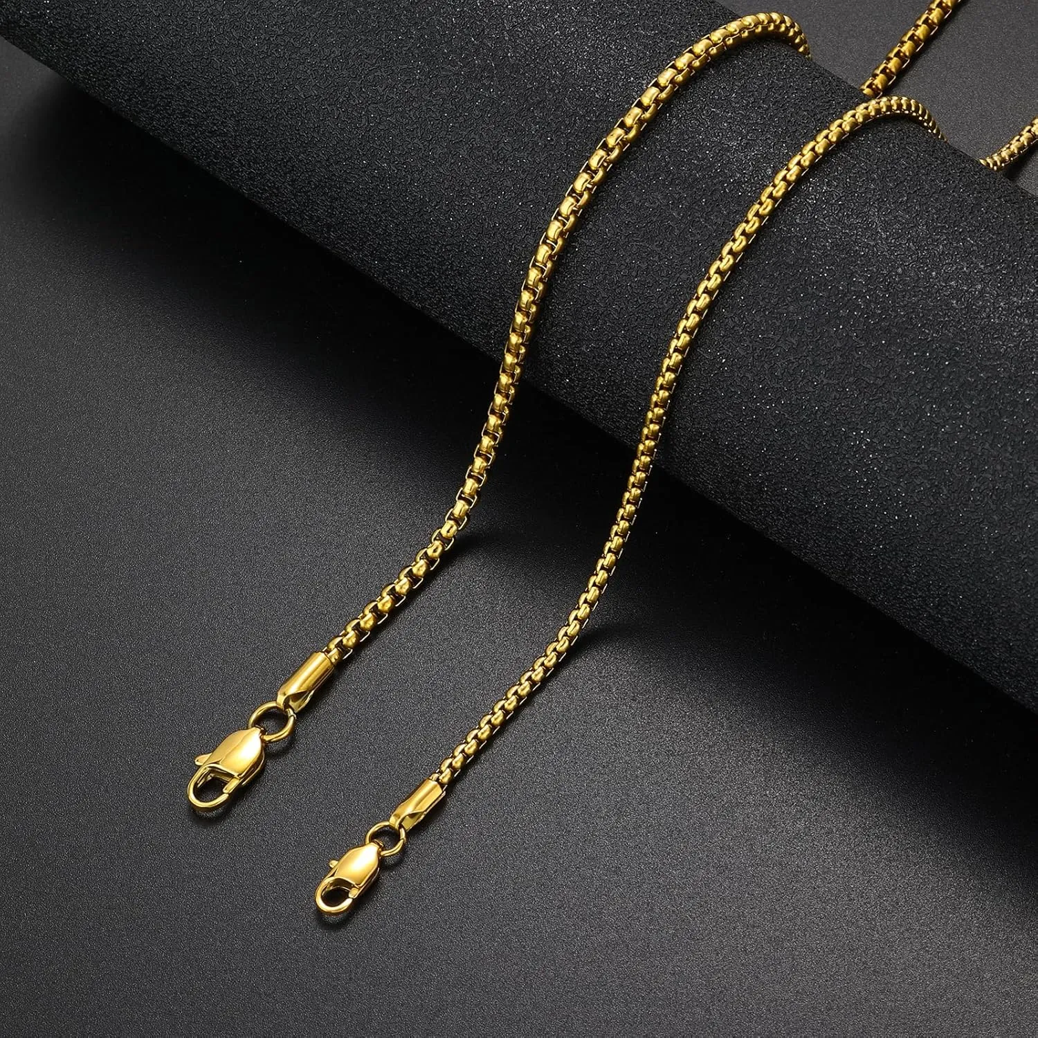 FEEL STYLE 2.5mm 3mm Silver Gold Stainless Steel Rolo Chain for Men, Mens Chain Necklaces, Stainless Steel Chain Necklaces for Men Women