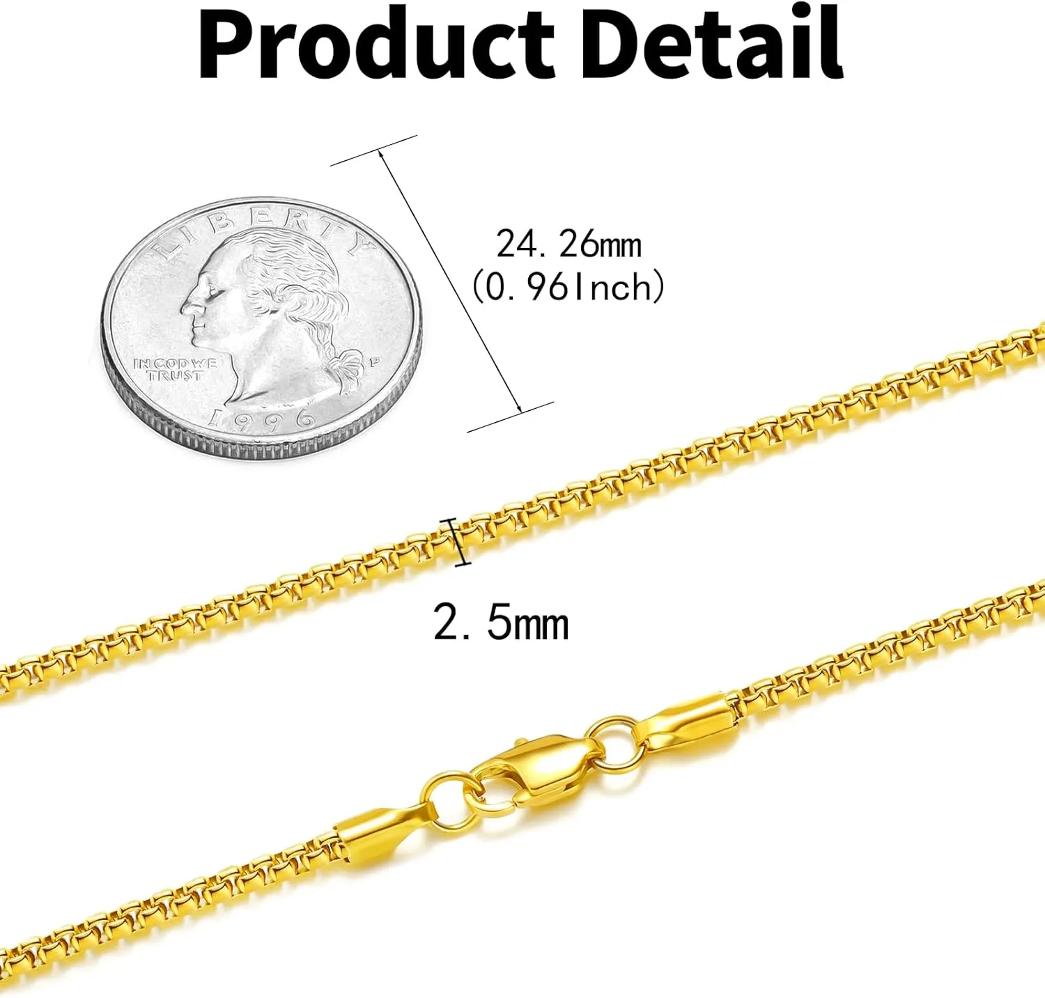 FEEL STYLE 2.5mm 3mm Silver Gold Stainless Steel Rolo Chain for Men, Mens Chain Necklaces, Stainless Steel Chain Necklaces for Men Women