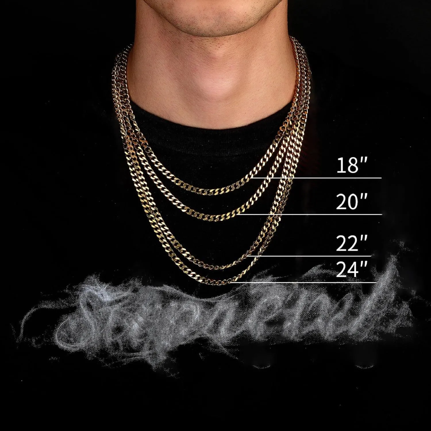 FEEL STYLE 4/6mm Gold Cuban Link Chain for Men, Mens Chain Necklaces, Stainless Steel Chain Necklaces for Men Women 18-24inch