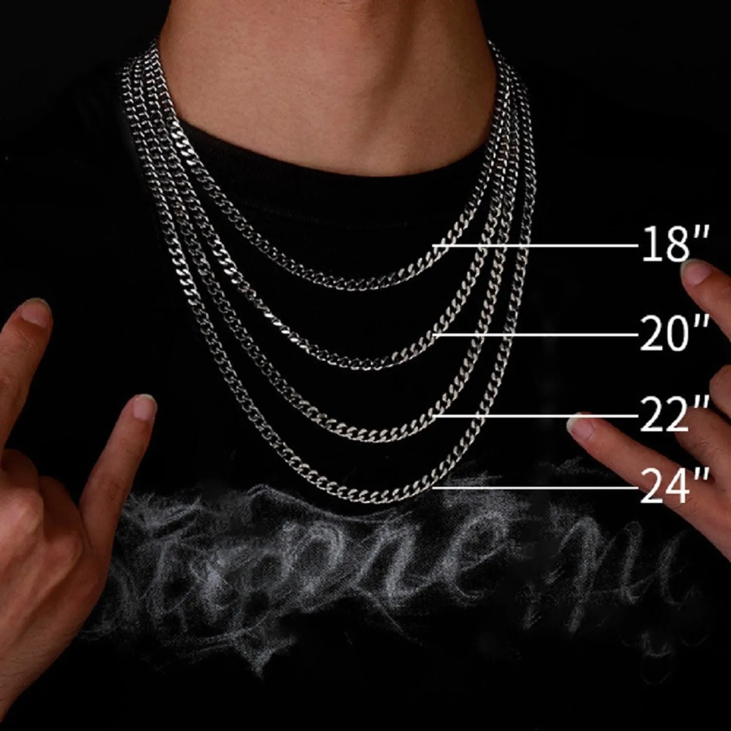 FEEL STYLE 4/6mm Gold Cuban Link Chain for Men, Mens Chain Necklaces, Stainless Steel Chain Necklaces for Men Women 18-24inch