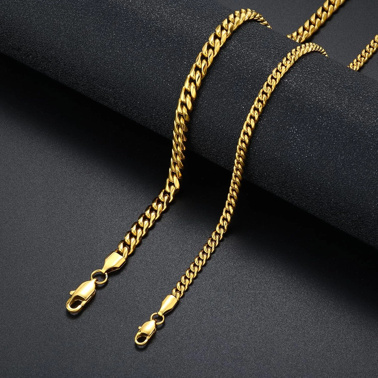 FEEL STYLE 4/6mm Gold Cuban Link Chain for Men, Mens Chain Necklaces, Stainless Steel Chain Necklaces for Men Women 18-24inch