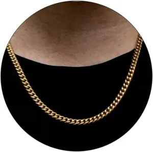 FEEL STYLE 4/6mm Gold Cuban Link Chain for Men, Mens Chain Necklaces, Stainless Steel Chain Necklaces for Men Women 18-24inch