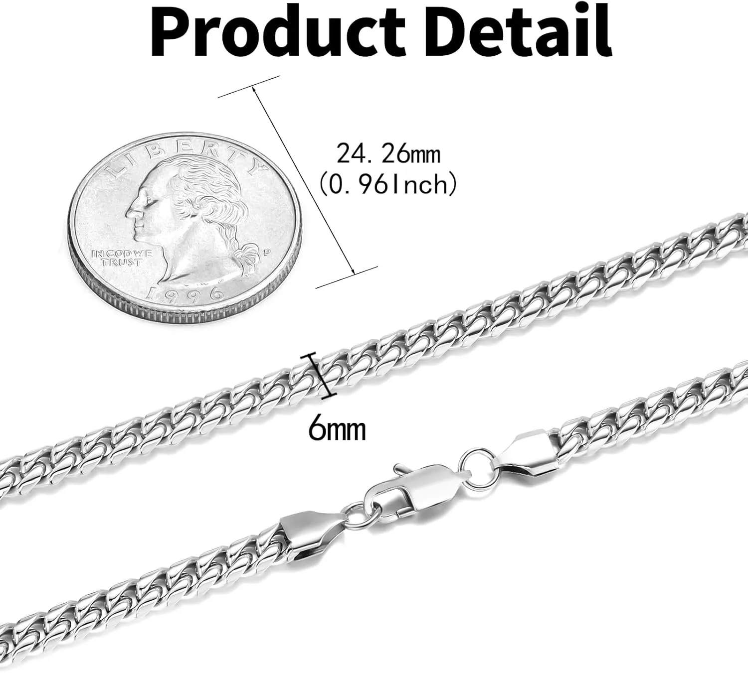 FEEL STYLE 4/6mm Gold Cuban Link Chain for Men, Mens Chain Necklaces, Stainless Steel Chain Necklaces for Men Women 18-24inch