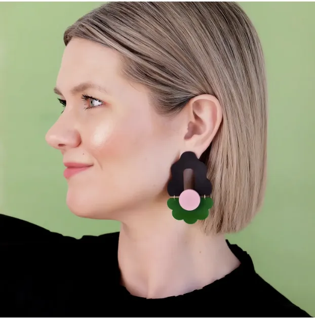 FLOURISH Arch Dangles | Black, Green, Pink