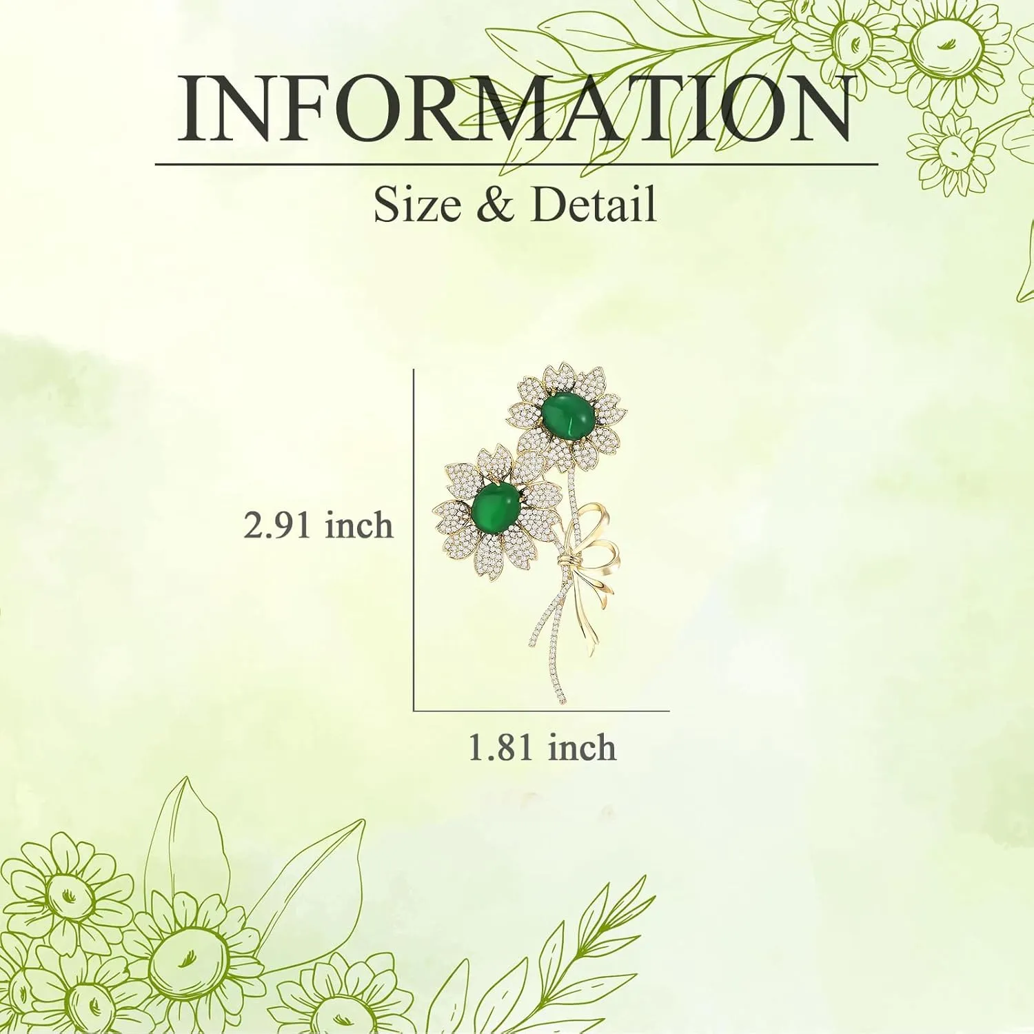 Flower Brooch for Women Girls Flower Rhinestone Brooch Gold Plated Lapel Pin Clothing Accessory Wedding Gift Fashion Jewelry for Mom Wife