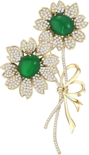 Flower Brooch for Women Girls Flower Rhinestone Brooch Gold Plated Lapel Pin Clothing Accessory Wedding Gift Fashion Jewelry for Mom Wife