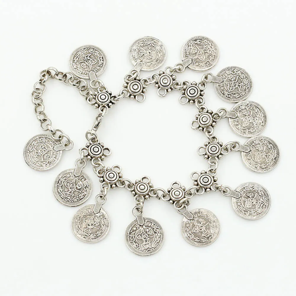 Flytonn Bohemia Summer Hot Fashion Foot Jewelry Metal Tassel Vintage Charm Coin Anklets Gift For Woman Beach Anklet  A-12