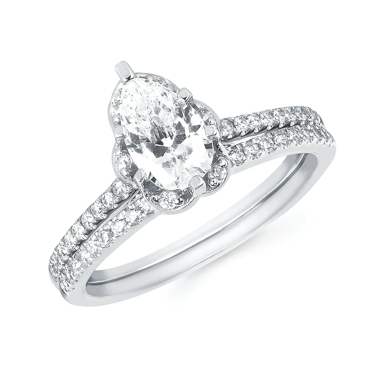 Forever Elegant&trade; 1/6 Ctw. Diamond Semi Mount shown with 3/4 Ct. Pear Center Diamond in 14K Gold