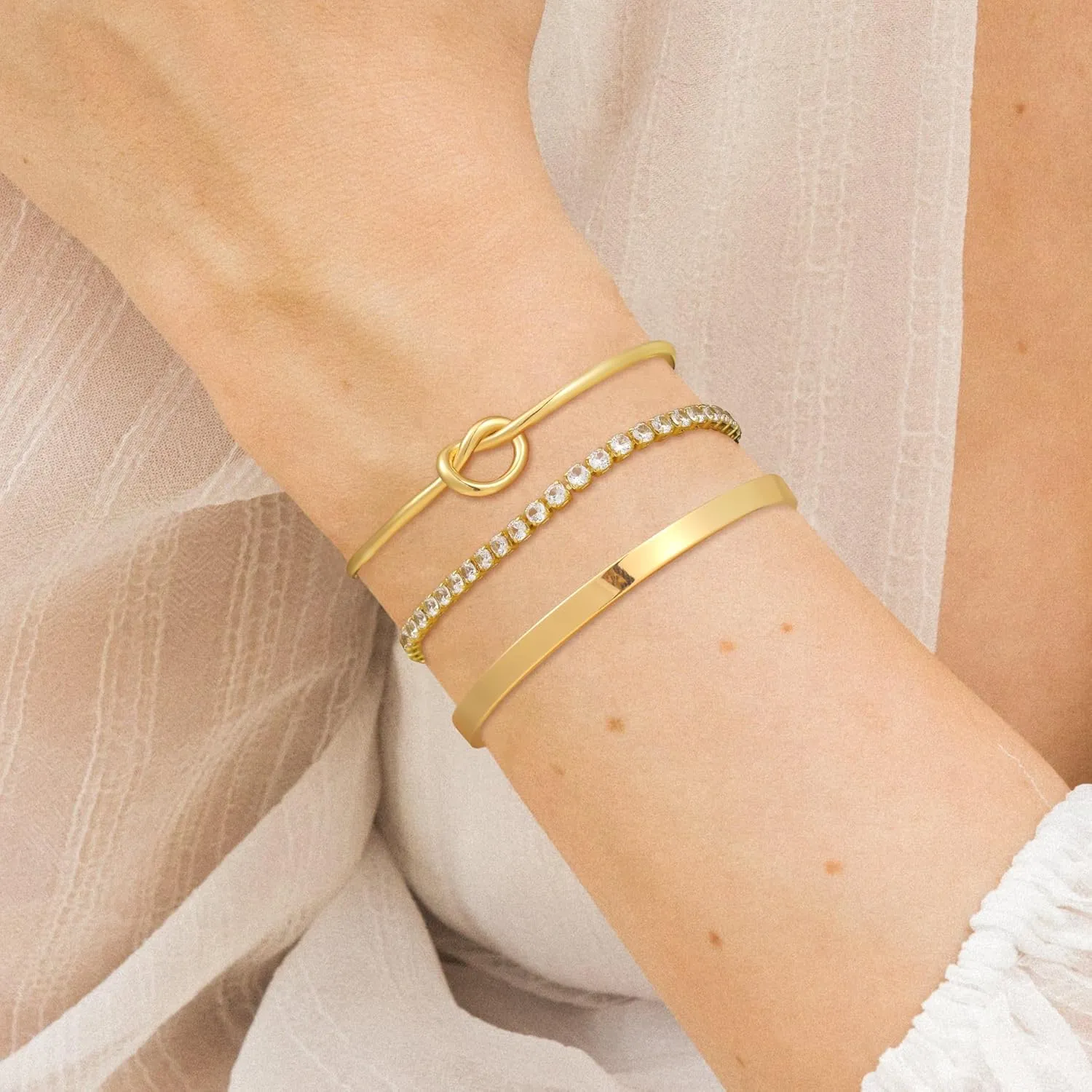 Foxgirl Dainty Gold Pearl Bracelets for Women  14K Gold Plated Beaded CZ Flower Jewelry, Stackable and Trendy Gift for Her