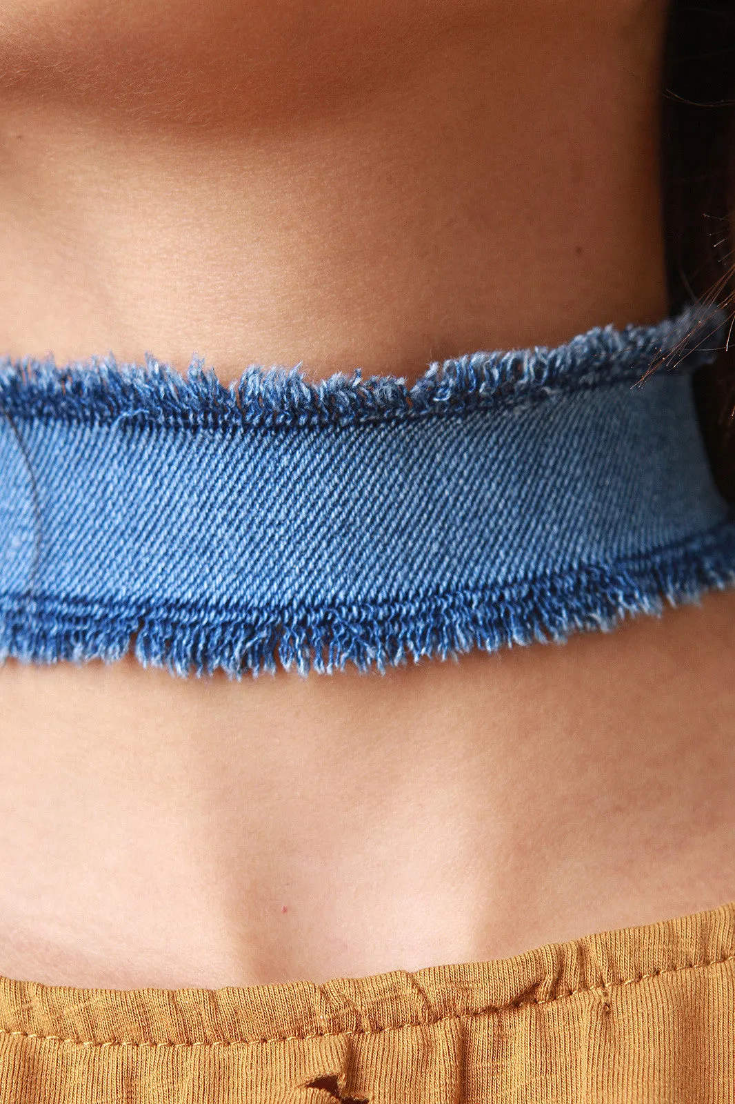 Frayed Denim Fabric Choker
