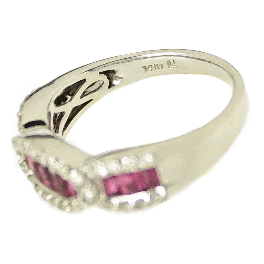 French Cut Ruby & Diamond Band Ring