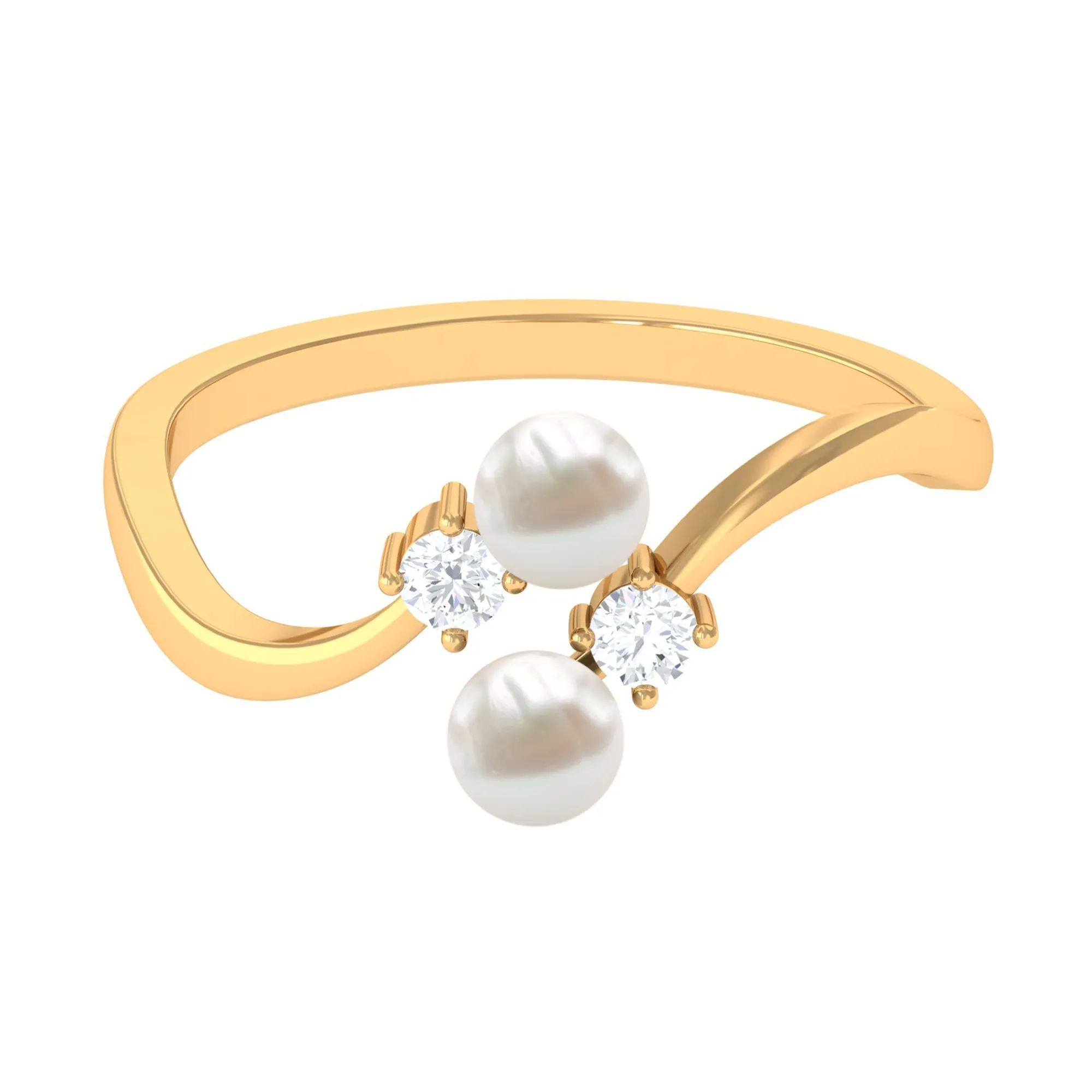 Freshwater Pearl and Diamond Wrap Ring