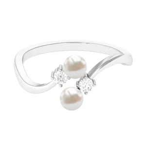 Freshwater Pearl and Diamond Wrap Ring